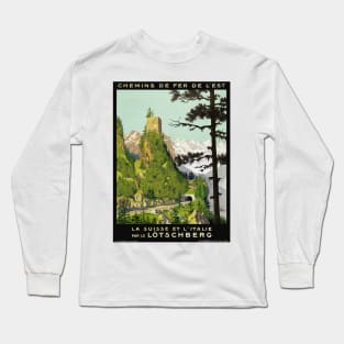 France Vintage Travel Poster Loetschberg Restored 1910 Long Sleeve T-Shirt